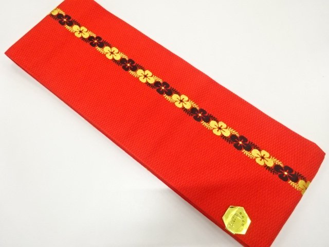 JAPANESE HANHABA OBI / UNUSED / WOVEN FLOWER
